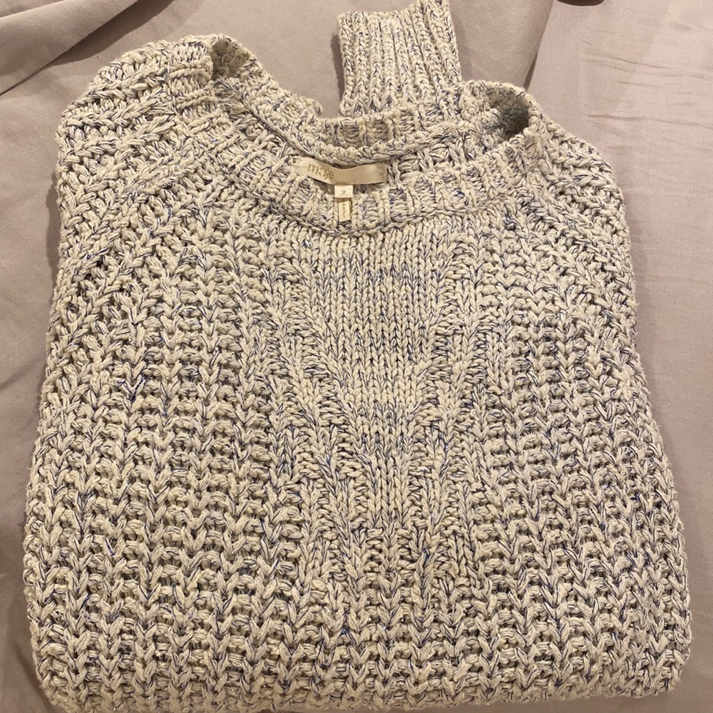 Maje glitter sparkle grey blue detail sweater size 2 - Picture 2 of 3